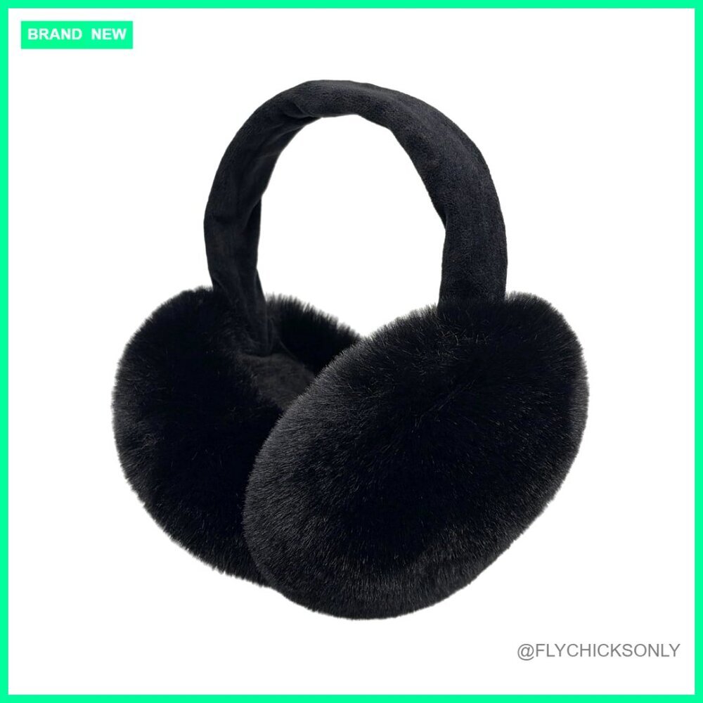 Adjustable Faux Fleece Earmuffs Foldable Winter Ear Warmers Women